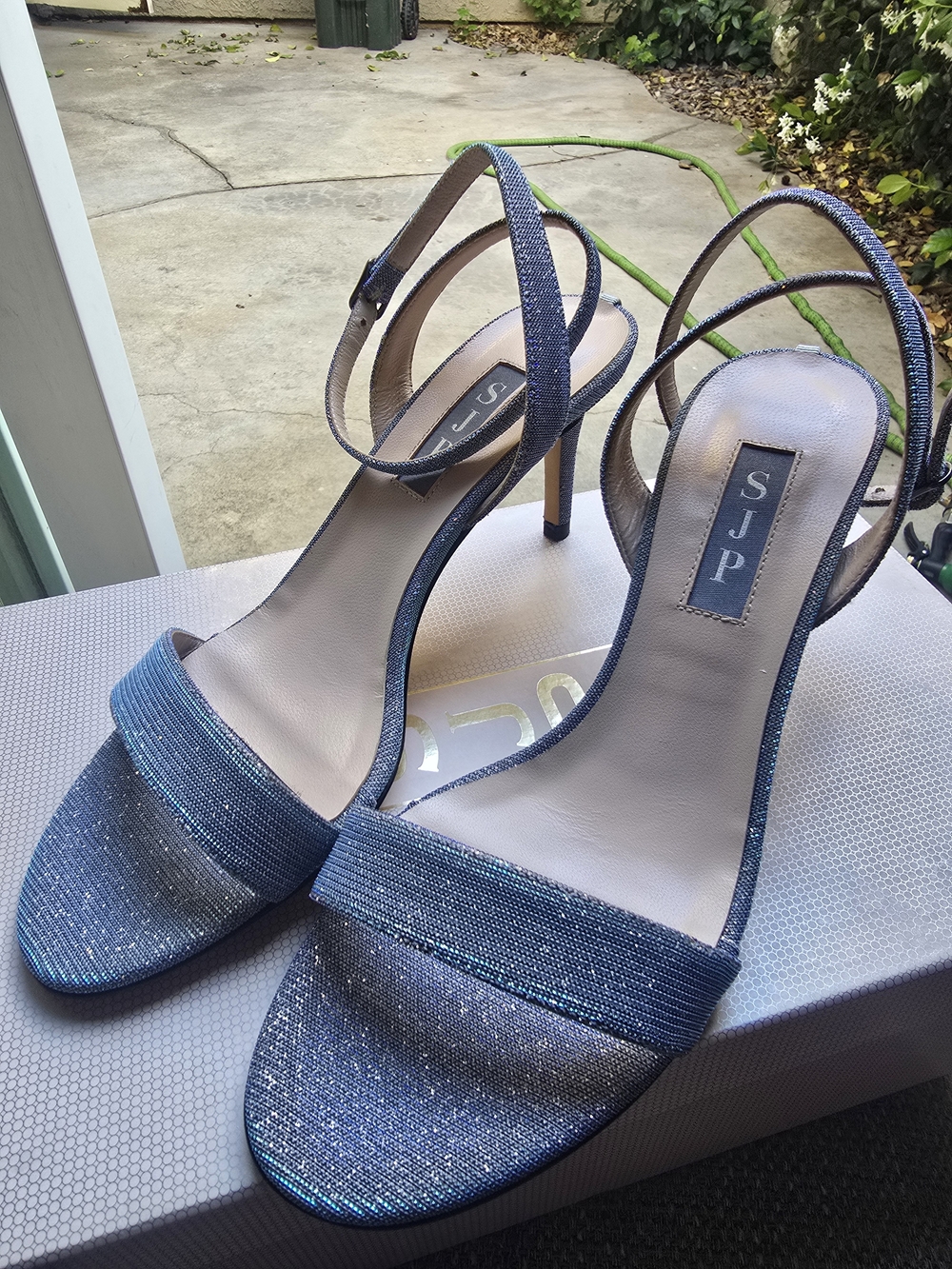 SJP by Sarah Jessica Parker Teal Blue Glitter Slingback Heels